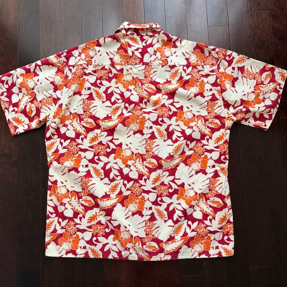 Campia Moda Men's Short Sleeve Hawaiian Shirt Cotton, XL, Tropical Orange Red - Picture 4 of 5